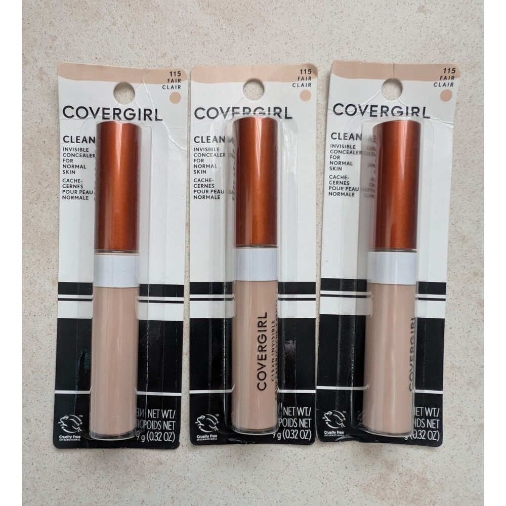 3 x Covergirl Clean Invisible Concealer 115 FAIR New Carded Discontinued